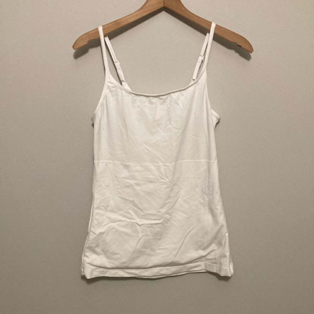2XL Maidenform White Fitted Camisole, Shapewear Tanktop spaghetti straps